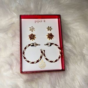 Christmas Holiday Gold Silver Red Rhinestone Earrings from Piper K